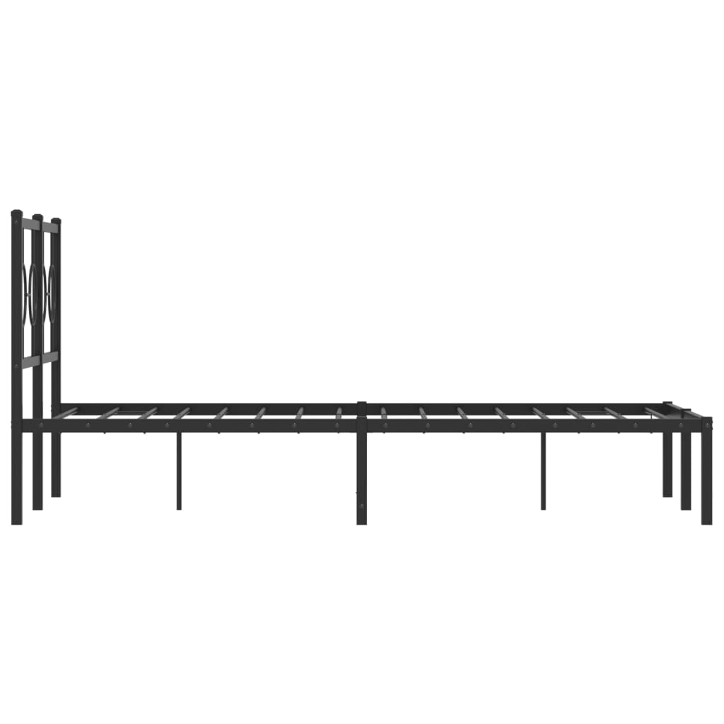 Bedframe met hoofdbord metaal zwart 120x190 cm is nu te koop bij PeponiXL, paradijselijk wonen!