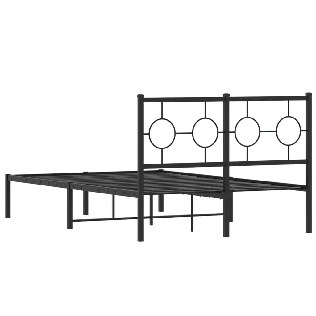 Bedframe met hoofdbord metaal zwart 120x190 cm is nu te koop bij PeponiXL, paradijselijk wonen!