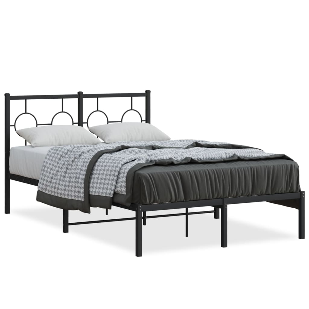 Bedframe met hoofdbord metaal zwart 120x190 cm is nu te koop bij PeponiXL, paradijselijk wonen!