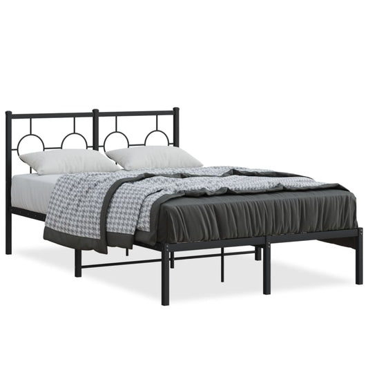 Bedframe met hoofdbord metaal zwart 120x190 cm is nu te koop bij PeponiXL, paradijselijk wonen!