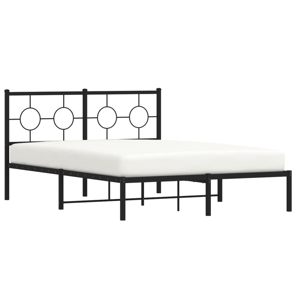 Bedframe met hoofdbord metaal zwart 135x190 cm is nu te koop bij PeponiXL, paradijselijk wonen!