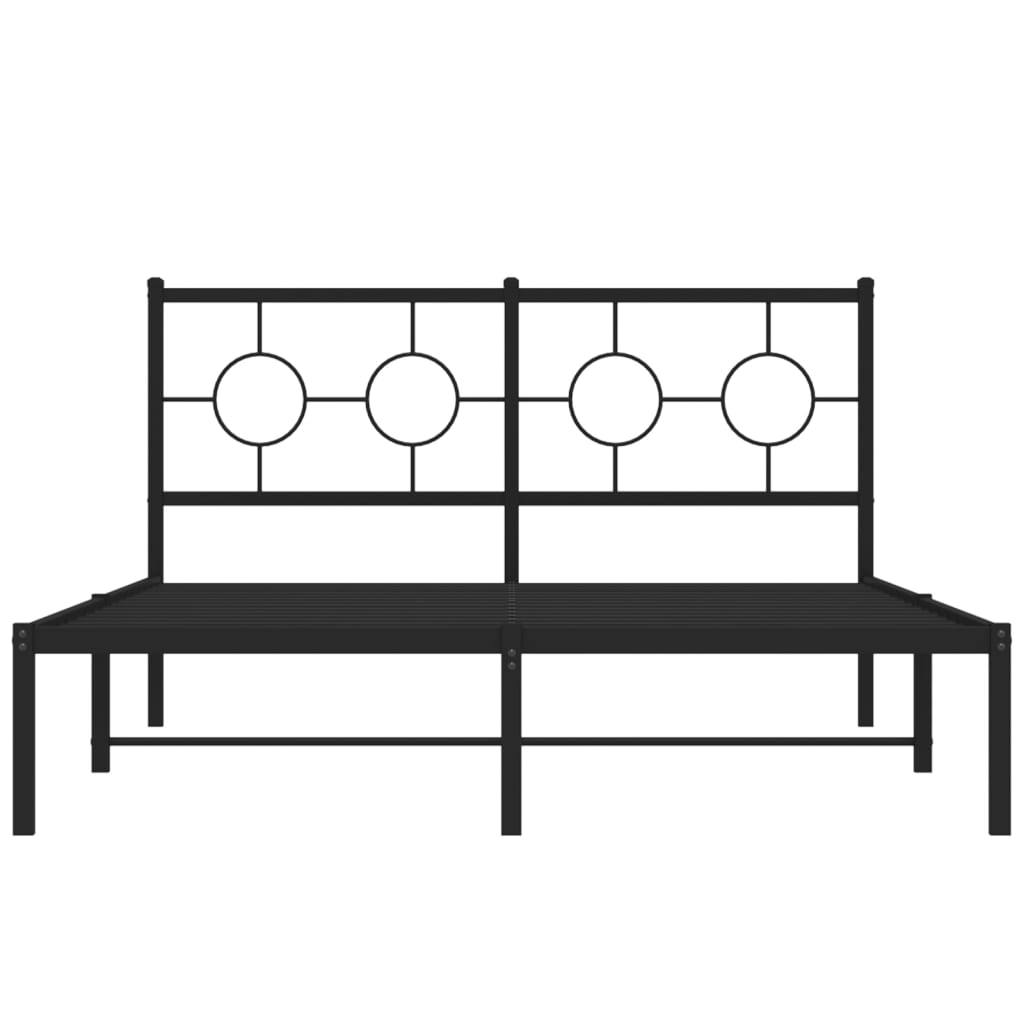 Bedframe met hoofdbord metaal zwart 135x190 cm is nu te koop bij PeponiXL, paradijselijk wonen!