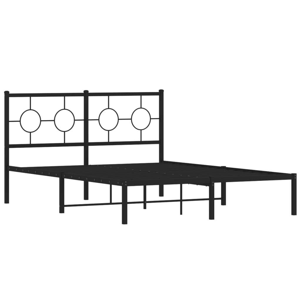 Bedframe met hoofdbord metaal zwart 140x190 cm is nu te koop bij PeponiXL, paradijselijk wonen!