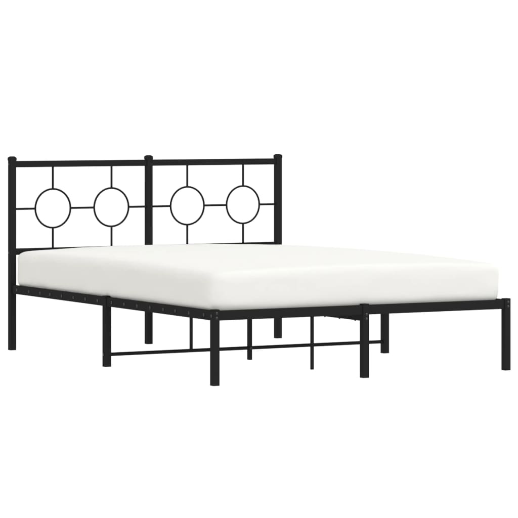 Bedframe met hoofdbord metaal zwart 140x190 cm is nu te koop bij PeponiXL, paradijselijk wonen!