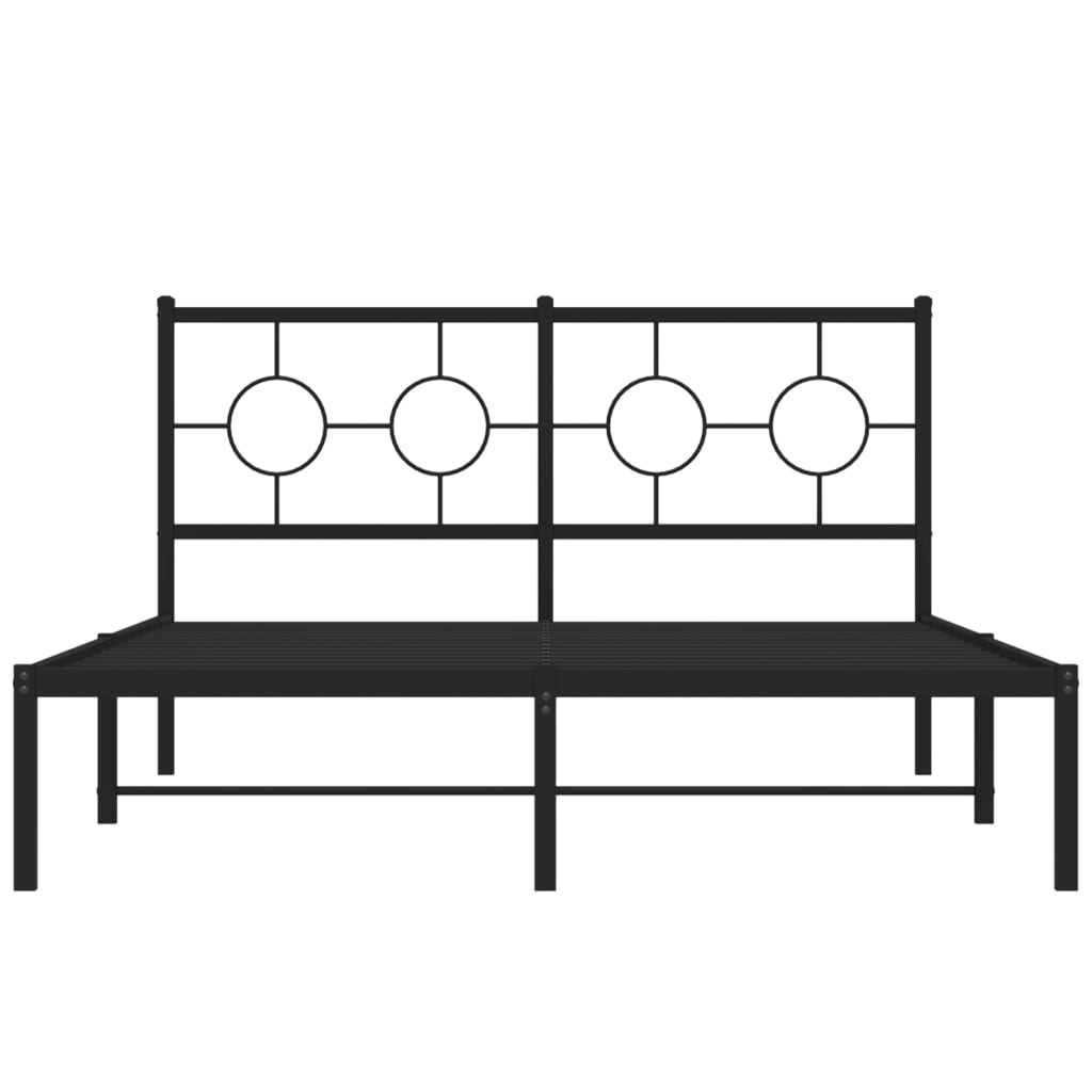 Bedframe met hoofdbord metaal zwart 140x190 cm is nu te koop bij PeponiXL, paradijselijk wonen!