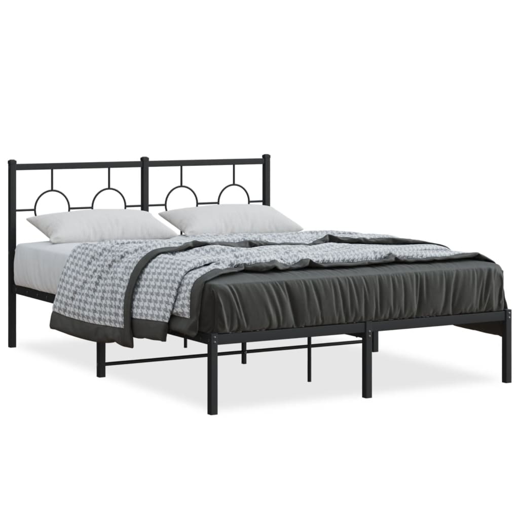 Bedframe met hoofdbord metaal zwart 140x190 cm is nu te koop bij PeponiXL, paradijselijk wonen!