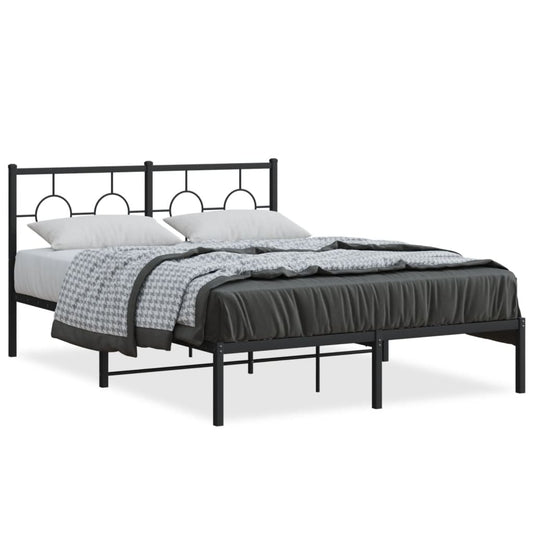 Bedframe met hoofdbord metaal zwart 140x190 cm is nu te koop bij PeponiXL, paradijselijk wonen!