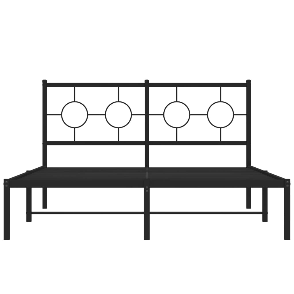 Bedframe met hoofdbord metaal zwart 140x200 cm is nu te koop bij PeponiXL, paradijselijk wonen!
