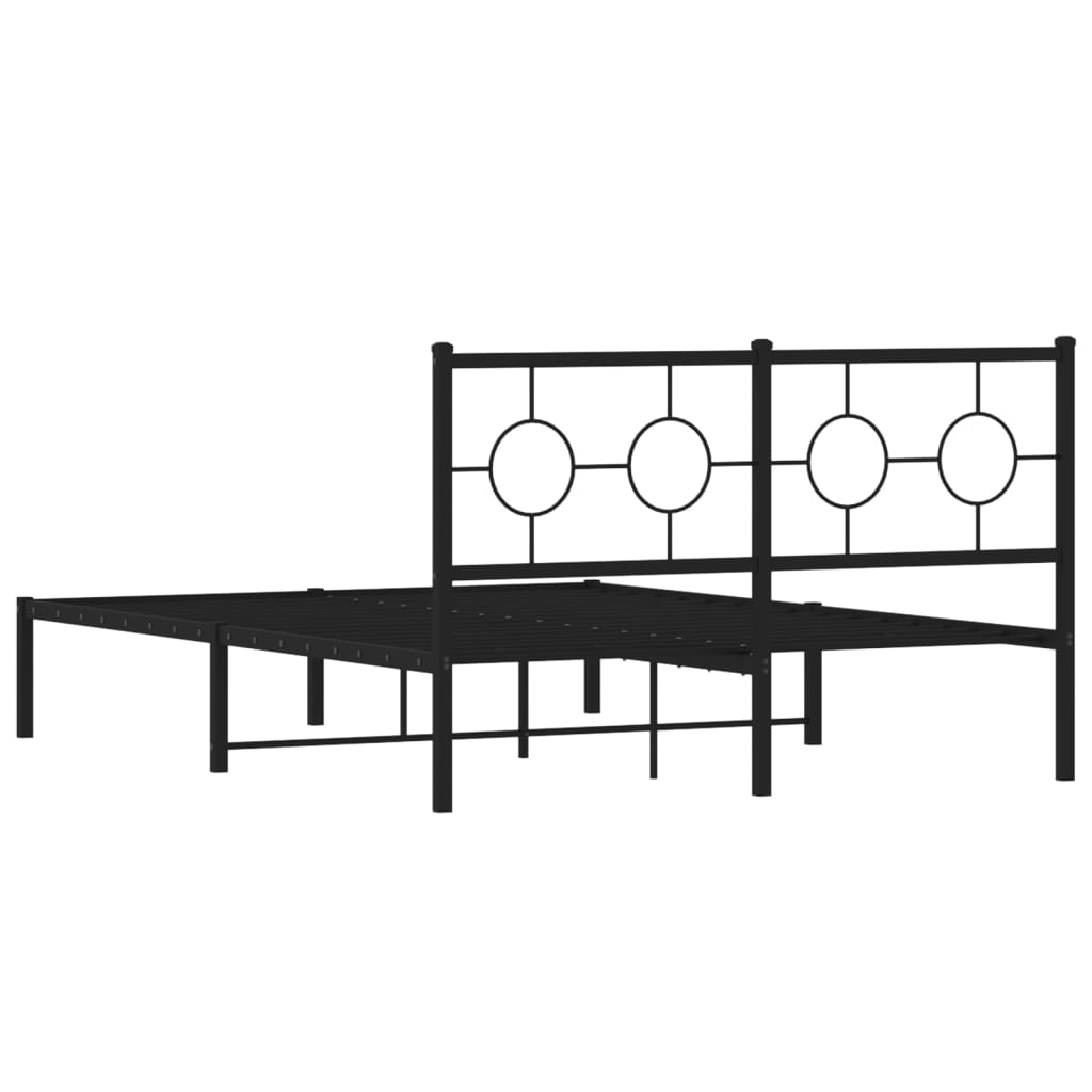 Bedframe met hoofdbord metaal zwart 140x200 cm is nu te koop bij PeponiXL, paradijselijk wonen!
