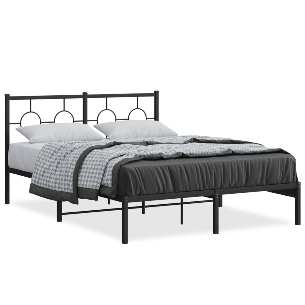 Bedframe met hoofdbord metaal zwart 140x200 cm is nu te koop bij PeponiXL, paradijselijk wonen!