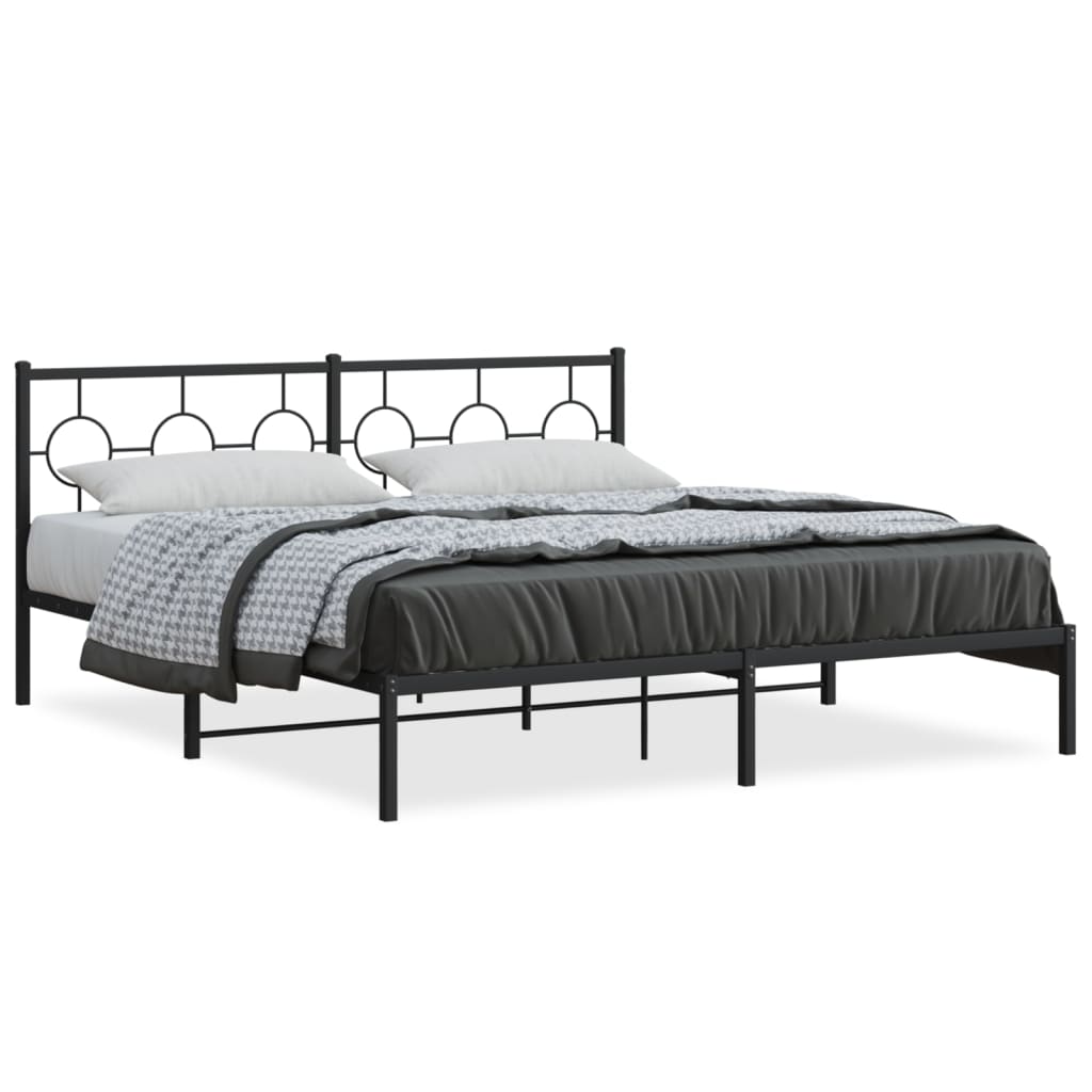 Bedframe met hoofdbord metaal zwart 180x200 cm is nu te koop bij PeponiXL, paradijselijk wonen!