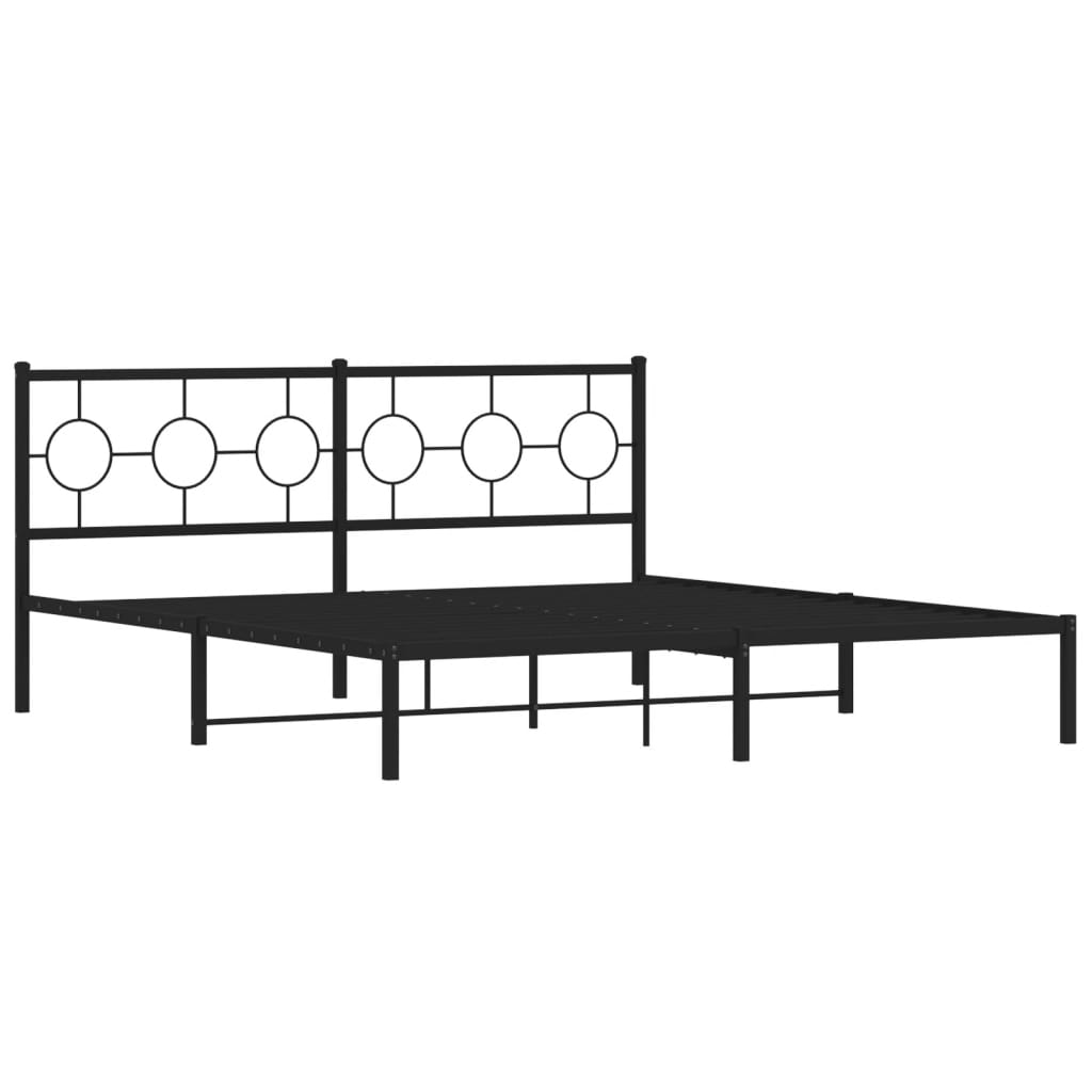 Bedframe met hoofdbord metaal zwart 180x200 cm is nu te koop bij PeponiXL, paradijselijk wonen!