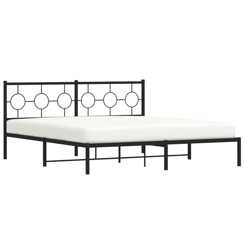 Bedframe met hoofdbord metaal zwart 180x200 cm is nu te koop bij PeponiXL, paradijselijk wonen!