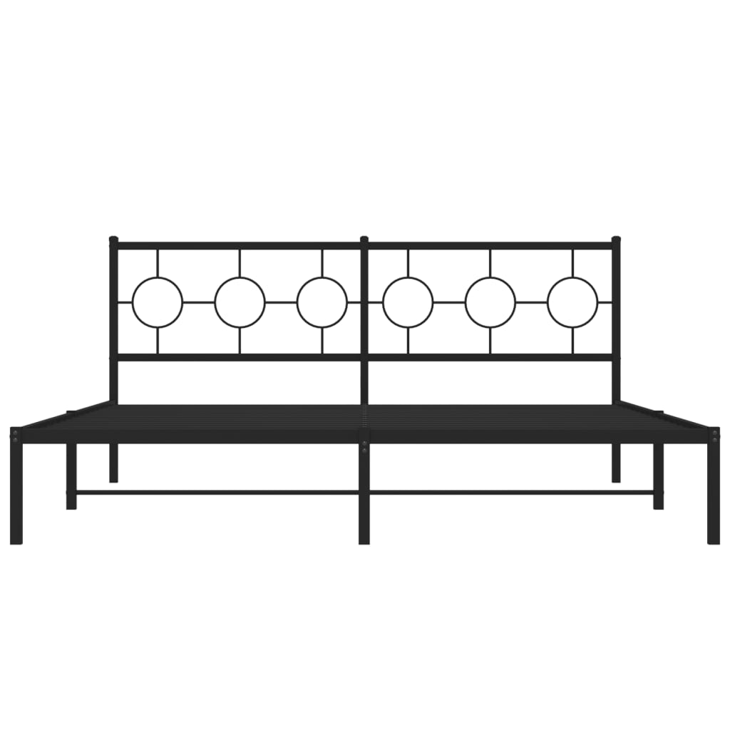 Bedframe met hoofdbord metaal zwart 180x200 cm is nu te koop bij PeponiXL, paradijselijk wonen!