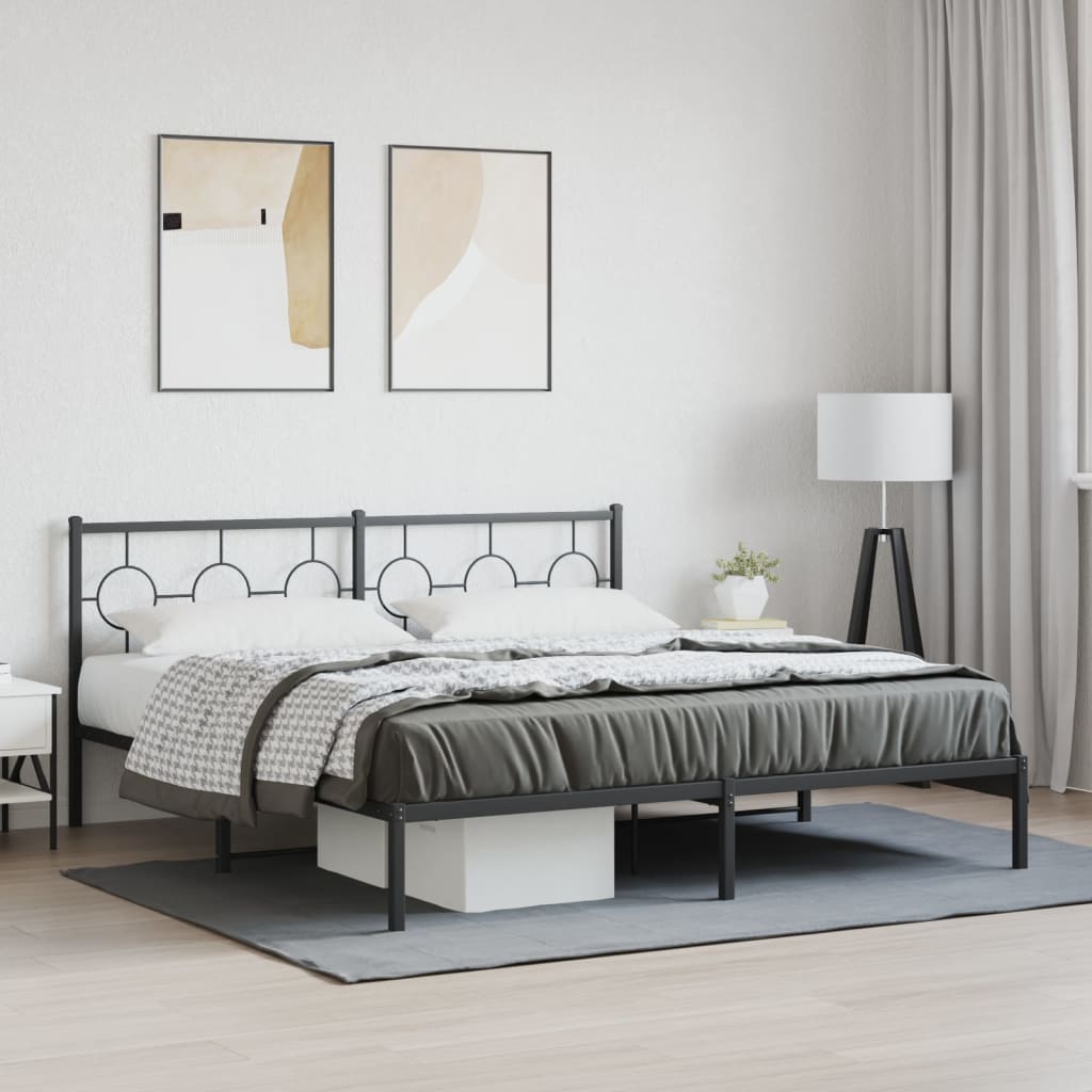 Bedframe met hoofdbord metaal zwart 183x213 cm is nu te koop bij PeponiXL, paradijselijk wonen!