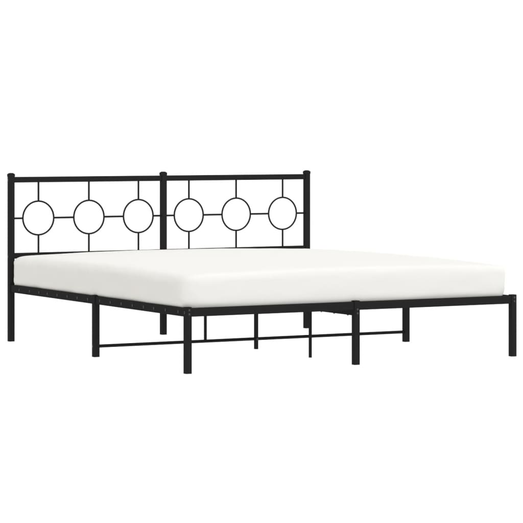 Bedframe met hoofdbord metaal zwart 183x213 cm is nu te koop bij PeponiXL, paradijselijk wonen!