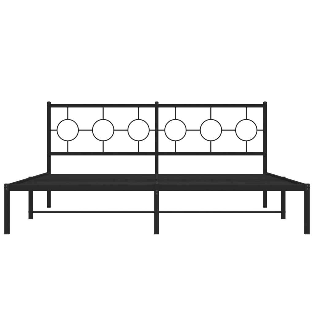 Bedframe met hoofdbord metaal zwart 183x213 cm is nu te koop bij PeponiXL, paradijselijk wonen!