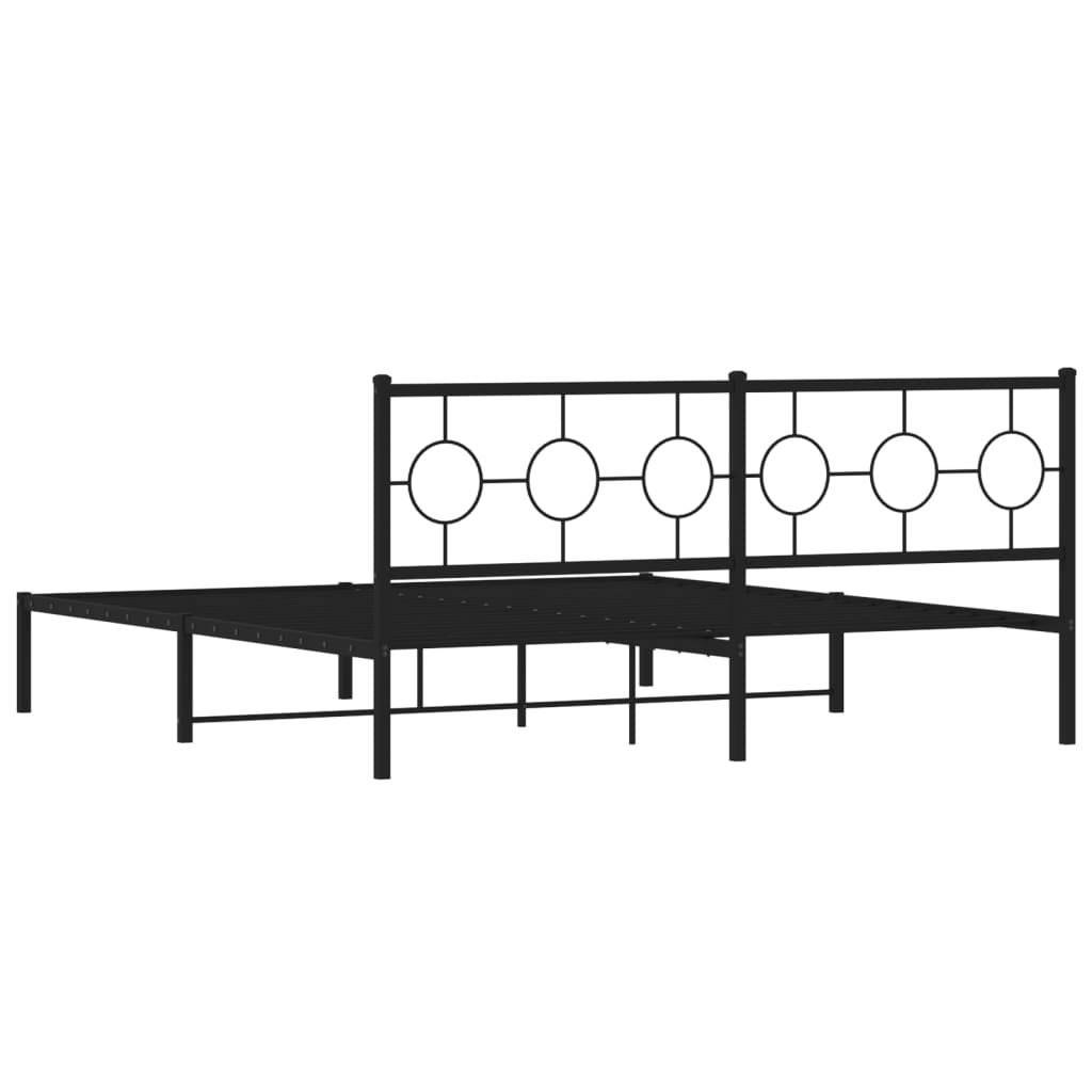 Bedframe met hoofdbord metaal zwart 183x213 cm is nu te koop bij PeponiXL, paradijselijk wonen!