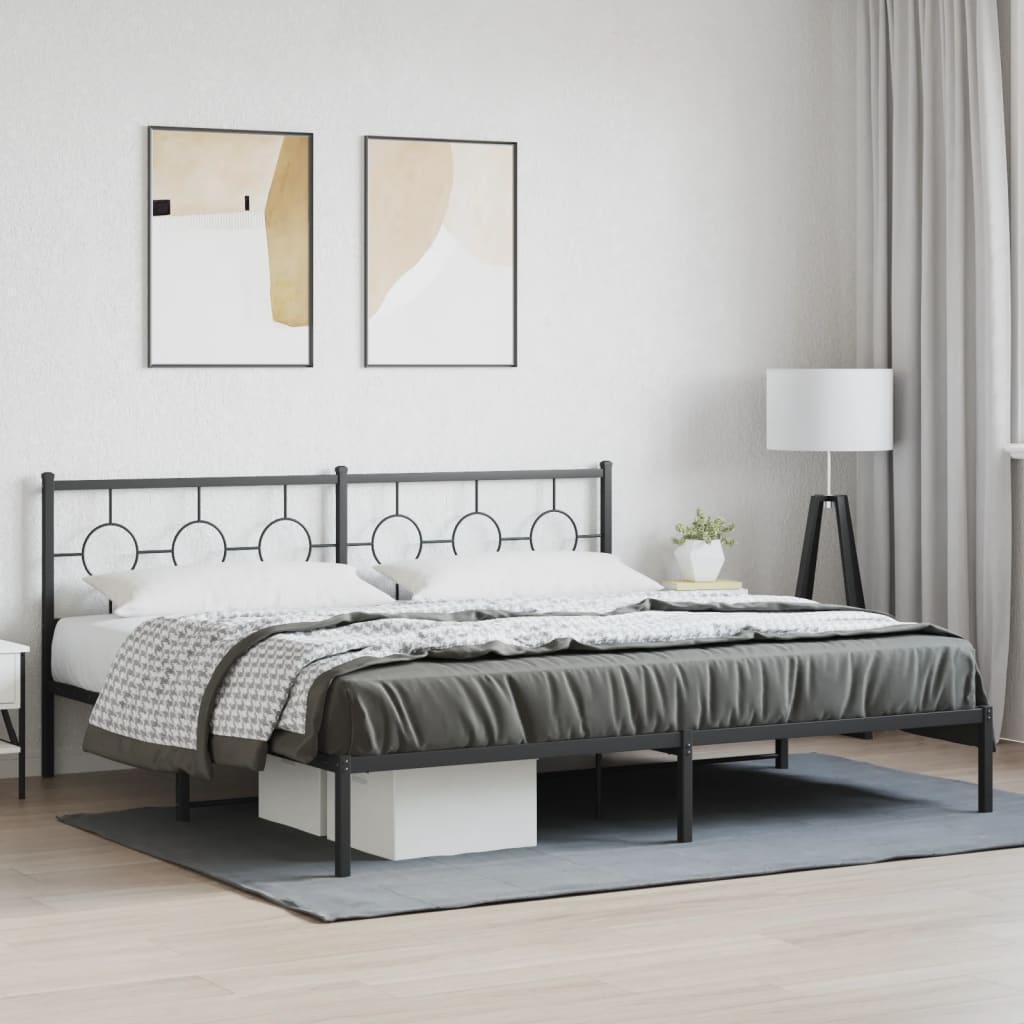 Bedframe met hoofdbord metaal zwart 193x203 cm is nu te koop bij PeponiXL, paradijselijk wonen!