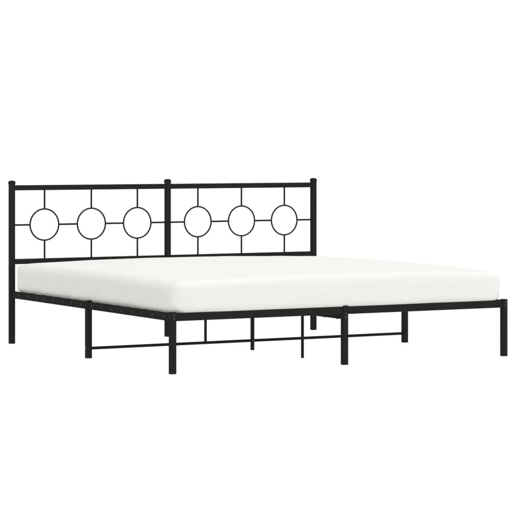 Bedframe met hoofdbord metaal zwart 193x203 cm is nu te koop bij PeponiXL, paradijselijk wonen!