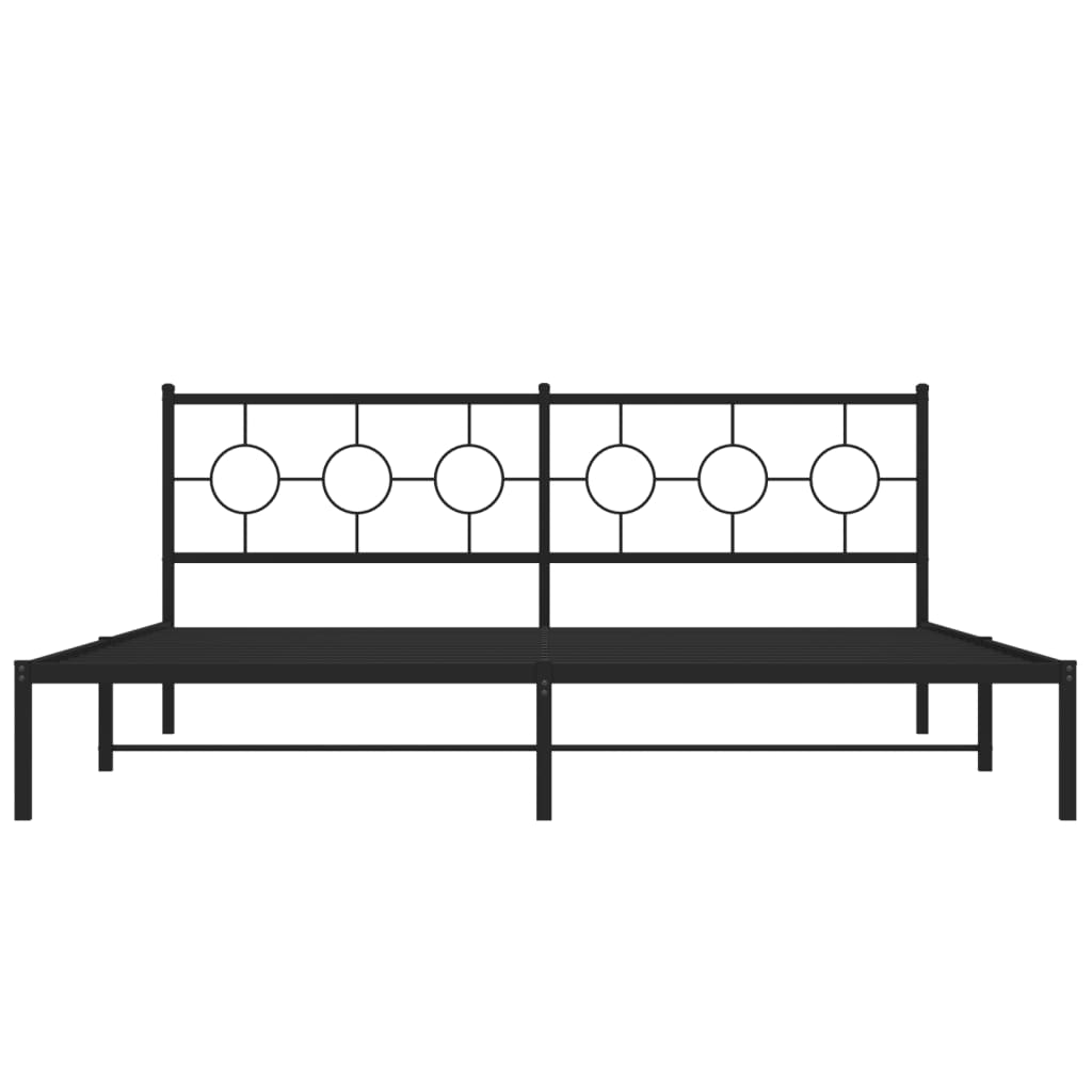 Bedframe met hoofdbord metaal zwart 193x203 cm is nu te koop bij PeponiXL, paradijselijk wonen!
