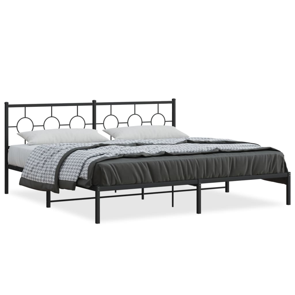 Bedframe met hoofdbord metaal zwart 193x203 cm is nu te koop bij PeponiXL, paradijselijk wonen!