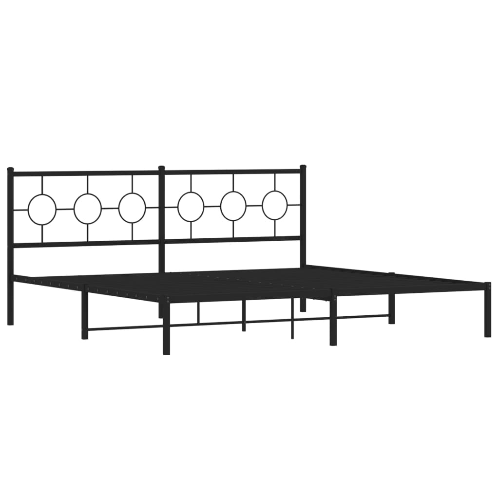 Bedframe met hoofdbord metaal zwart 200x200 cm is nu te koop bij PeponiXL, paradijselijk wonen!