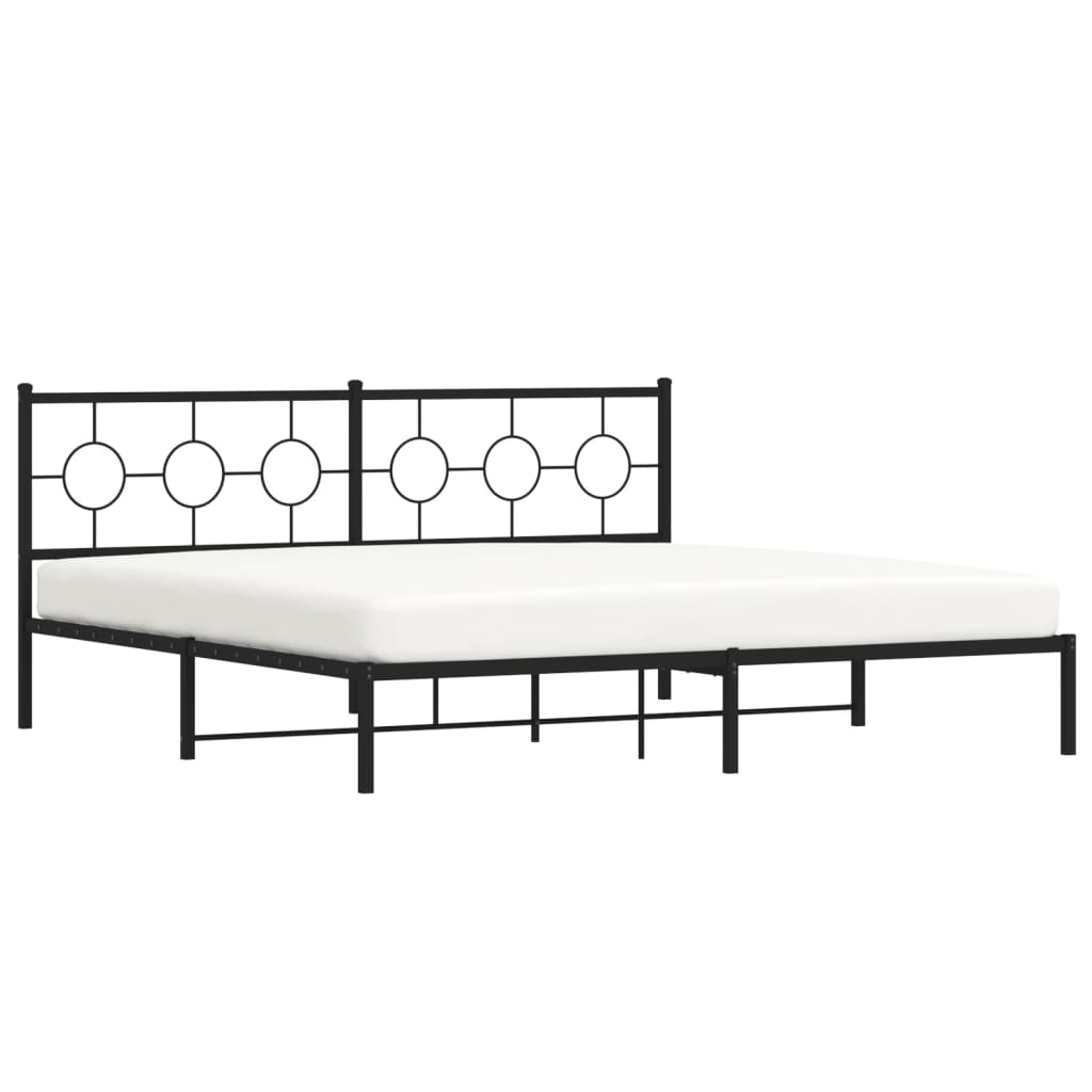 Bedframe met hoofdbord metaal zwart 200x200 cm is nu te koop bij PeponiXL, paradijselijk wonen!