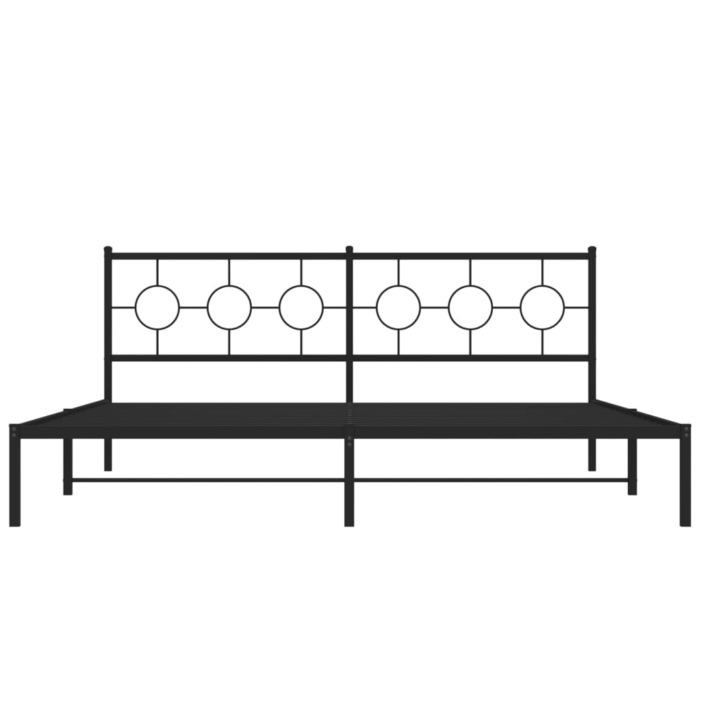 Bedframe met hoofdbord metaal zwart 200x200 cm is nu te koop bij PeponiXL, paradijselijk wonen!