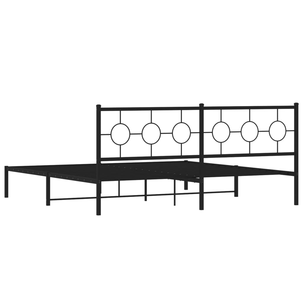 Bedframe met hoofdbord metaal zwart 200x200 cm is nu te koop bij PeponiXL, paradijselijk wonen!