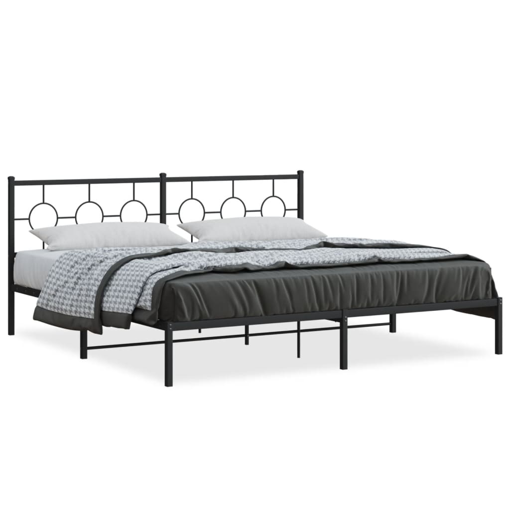 Bedframe met hoofdbord metaal zwart 200x200 cm is nu te koop bij PeponiXL, paradijselijk wonen!