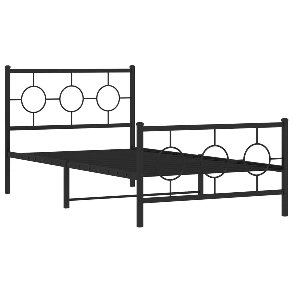 Bedframe met hoofd- en voeteneinde metaal zwart 100x190 cm is nu te koop bij PeponiXL, paradijselijk wonen!
