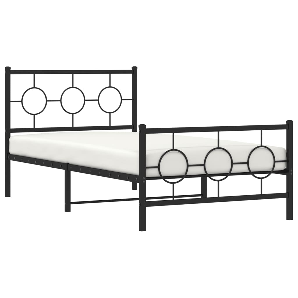 Bedframe met hoofd- en voeteneinde metaal zwart 100x190 cm is nu te koop bij PeponiXL, paradijselijk wonen!