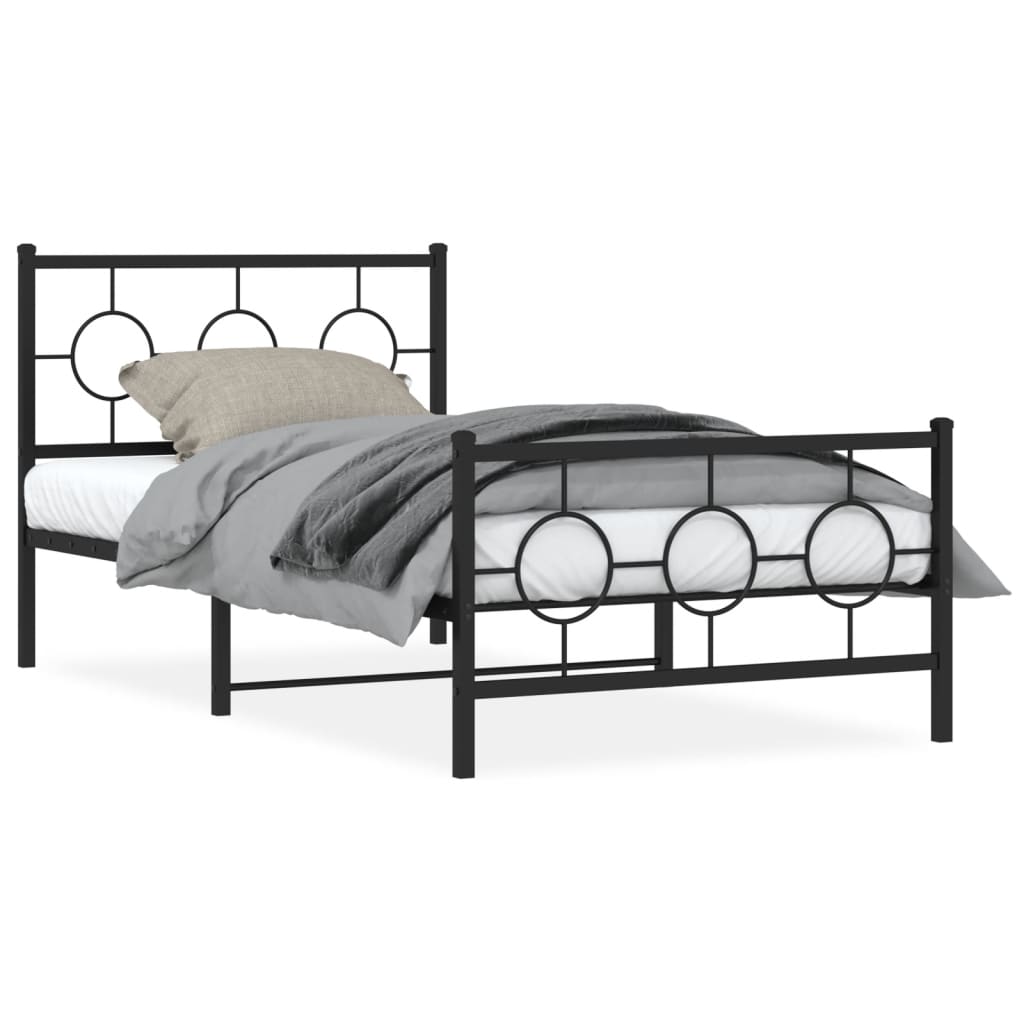Bedframe met hoofd- en voeteneinde metaal zwart 100x190 cm is nu te koop bij PeponiXL, paradijselijk wonen!