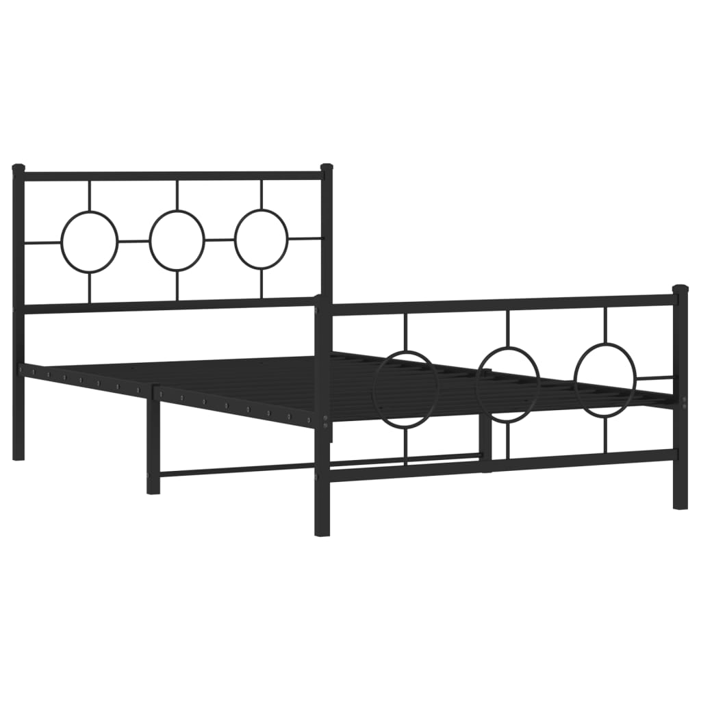 Bedframe met hoofd- en voeteneinde metaal zwart 107x203 cm is nu te koop bij PeponiXL, paradijselijk wonen!