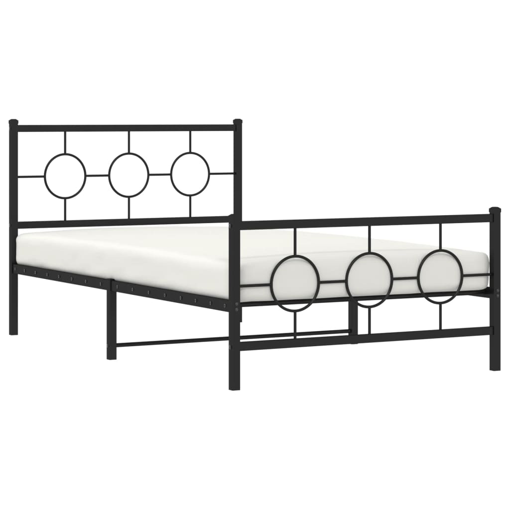 Bedframe met hoofd- en voeteneinde metaal zwart 107x203 cm is nu te koop bij PeponiXL, paradijselijk wonen!