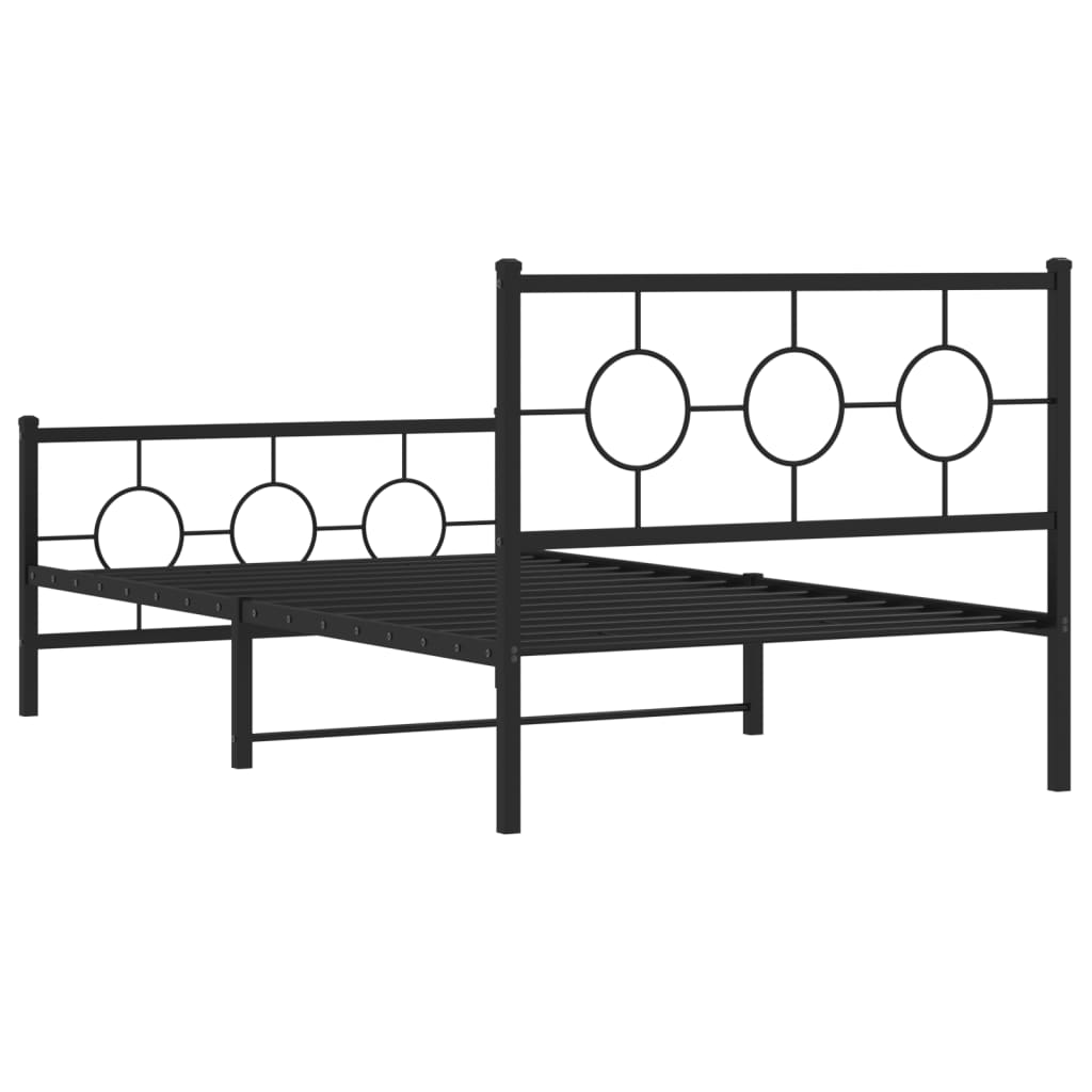 Bedframe met hoofd- en voeteneinde metaal zwart 107x203 cm is nu te koop bij PeponiXL, paradijselijk wonen!