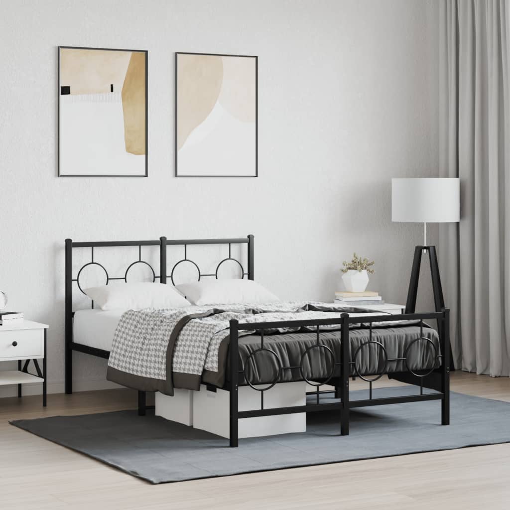 Bedframe met hoofd- en voeteneinde metaal zwart 120x190 cm is nu te koop bij PeponiXL, paradijselijk wonen!