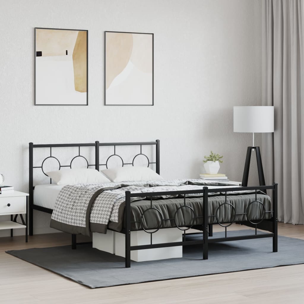 Bedframe met hoofd- en voeteneinde metaal zwart 135x190 cm is nu te koop bij PeponiXL, paradijselijk wonen!