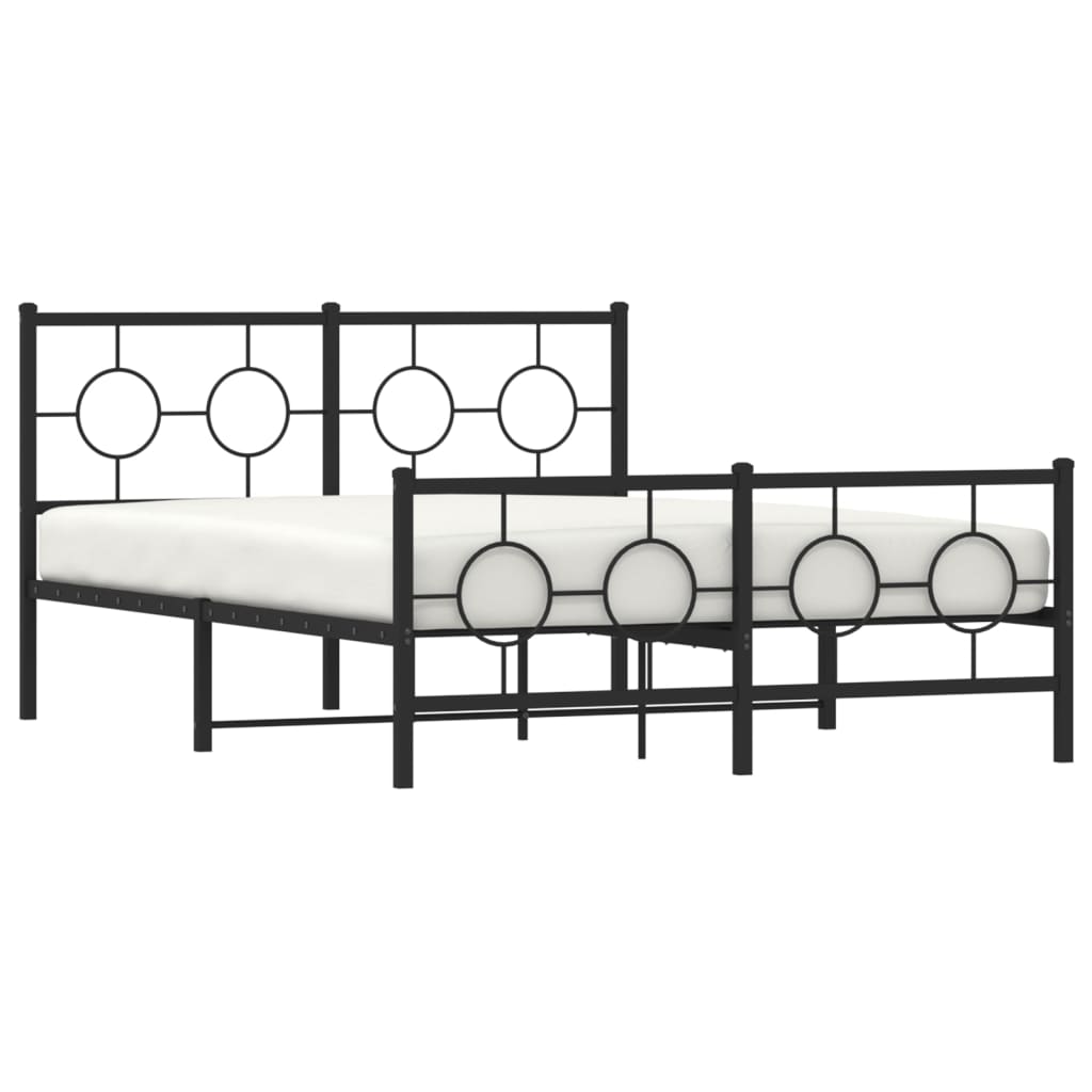 Bedframe met hoofd- en voeteneinde metaal zwart 135x190 cm is nu te koop bij PeponiXL, paradijselijk wonen!