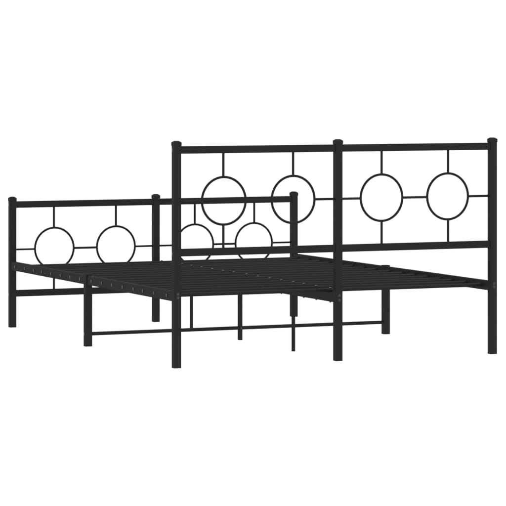 Bedframe met hoofd- en voeteneinde metaal zwart 135x190 cm is nu te koop bij PeponiXL, paradijselijk wonen!