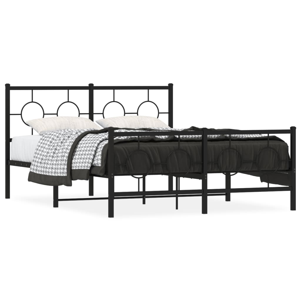 Bedframe met hoofd- en voeteneinde metaal zwart 135x190 cm is nu te koop bij PeponiXL, paradijselijk wonen!
