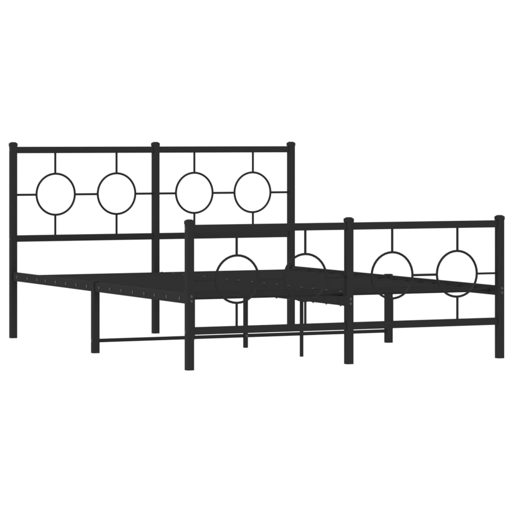 Bedframe met hoofd- en voeteneinde metaal zwart 140x190 cm is nu te koop bij PeponiXL, paradijselijk wonen!