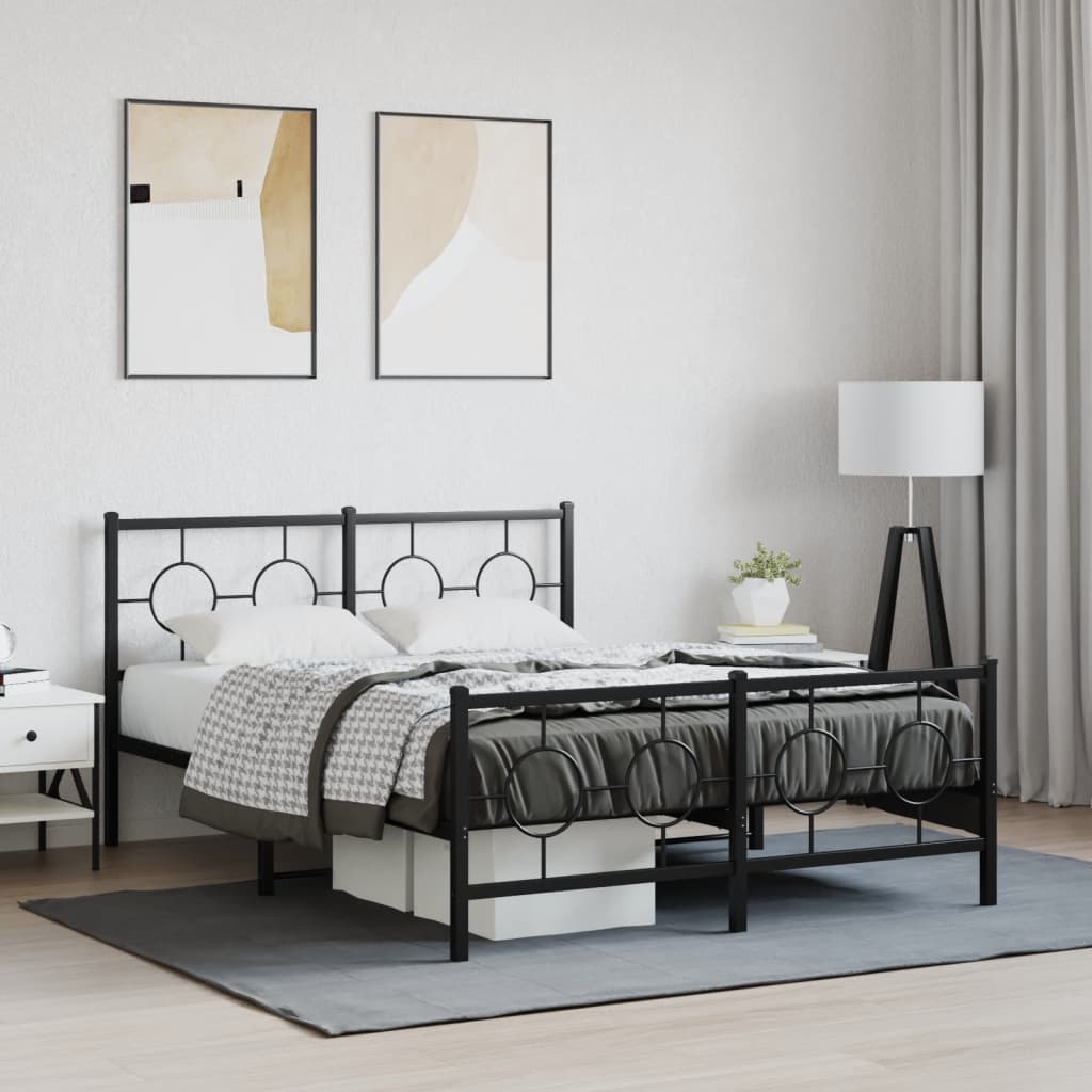 Bedframe met hoofd- en voeteneinde metaal zwart 140x190 cm is nu te koop bij PeponiXL, paradijselijk wonen!