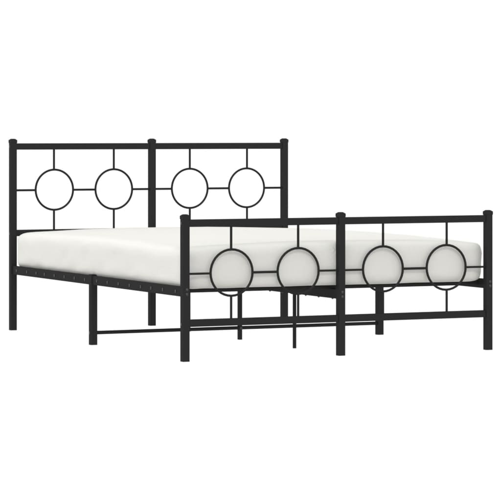 Bedframe met hoofd- en voeteneinde metaal zwart 140x190 cm is nu te koop bij PeponiXL, paradijselijk wonen!