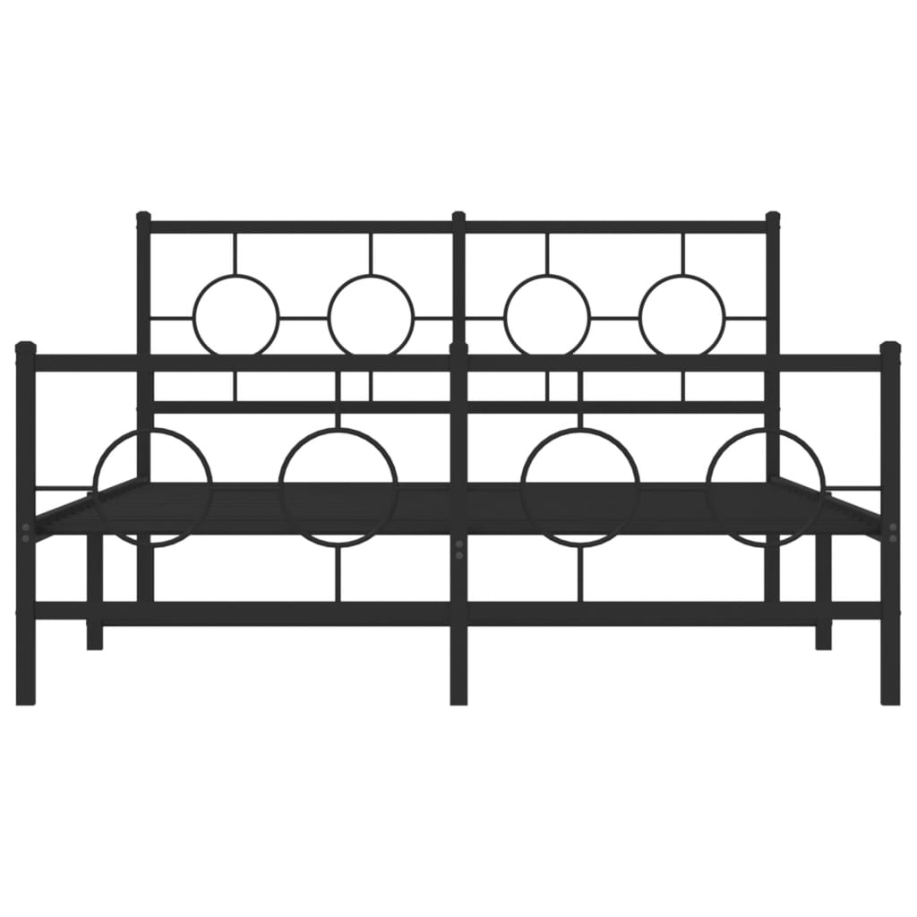 Bedframe met hoofd- en voeteneinde metaal zwart 140x190 cm is nu te koop bij PeponiXL, paradijselijk wonen!