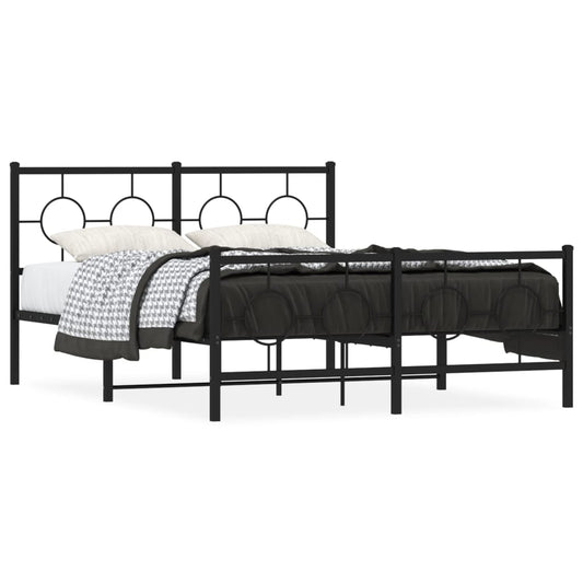 Bedframe met hoofd- en voeteneinde metaal zwart 140x190 cm is nu te koop bij PeponiXL, paradijselijk wonen!