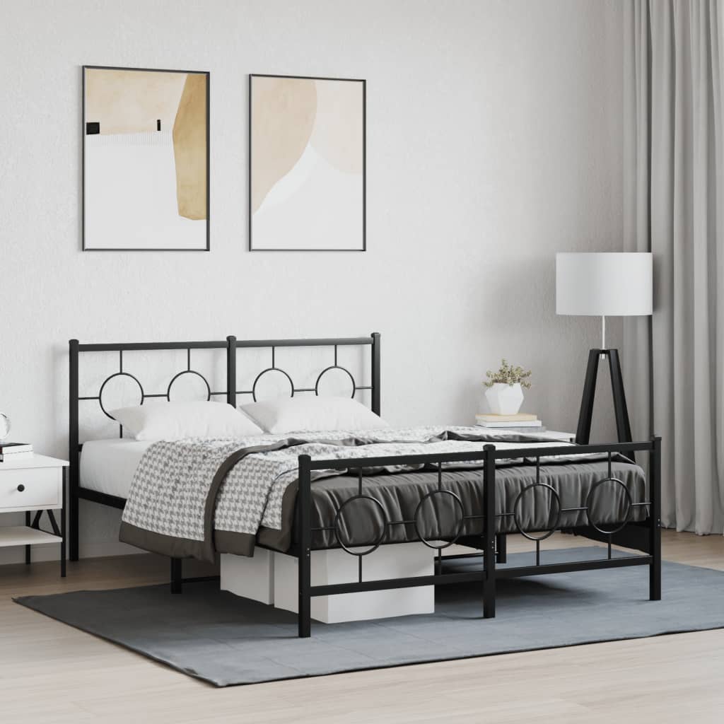 Bedframe met hoofd- en voeteneinde metaal zwart 140x200 cm is nu te koop bij PeponiXL, paradijselijk wonen!
