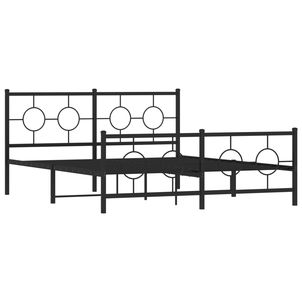 Bedframe met hoofd- en voeteneinde metaal zwart 150x200 cm is nu te koop bij PeponiXL, paradijselijk wonen!
