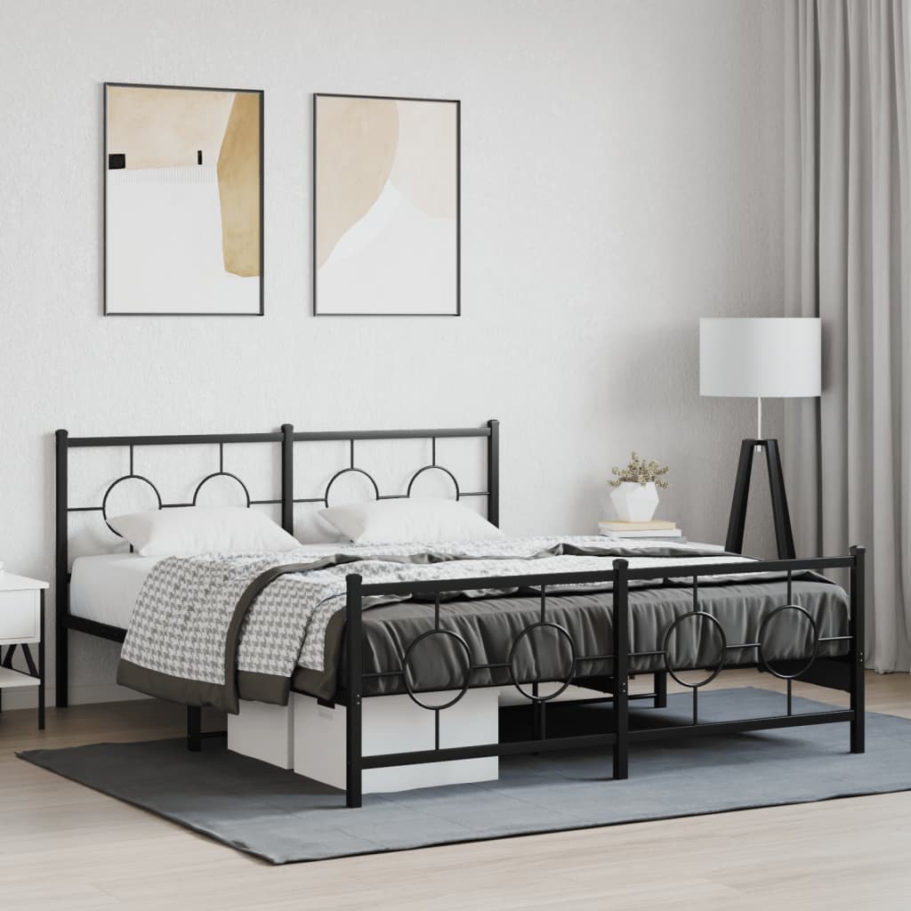 Bedframe met hoofd- en voeteneinde metaal zwart 150x200 cm is nu te koop bij PeponiXL, paradijselijk wonen!